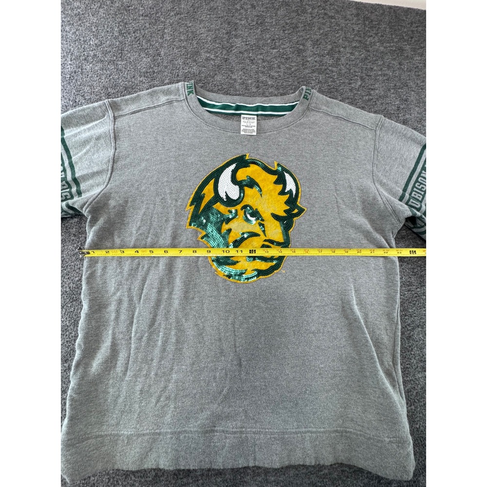 Pink VS NDSU Bison Sequin Sweatshirt Gray Large North Dakota State - Picture 7 of 8